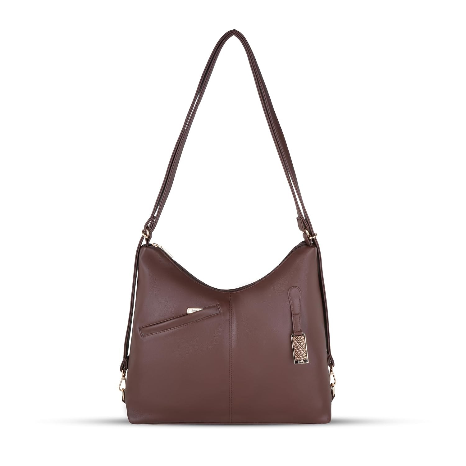 HELLY Women’s Shoulder Bag for Women, Vegan Leather Hobo Handbag with 3 Zipper Compartments, Inner Z