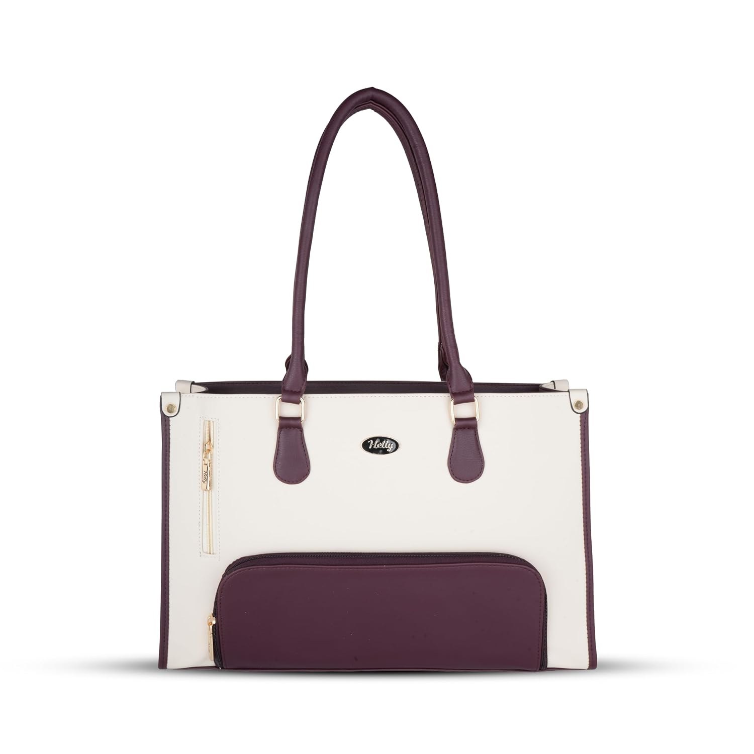 HELLY Women's Vegan Leather Office Tote Bag, Large Laptop Handbag with Laptop Compartment, Zipper Cl