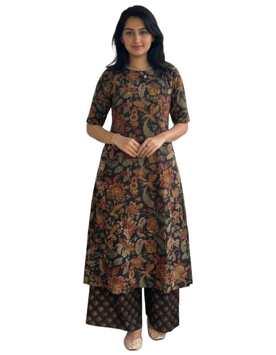 ANNI Designer Viscose Blend Straight Kurta with Palazzo Set