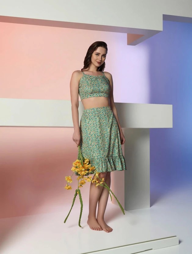 Selvia Top Skirt Western Set