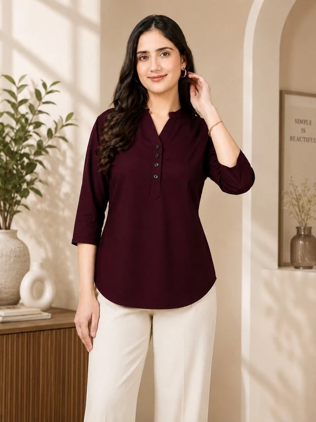 AAPRE Solid Pure Cotton Straight Kurta (Brown)
