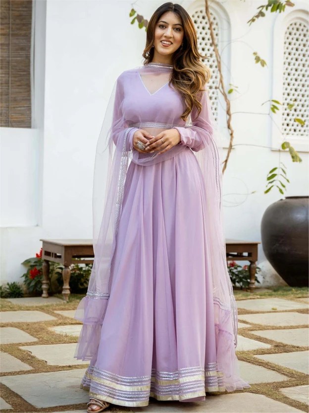 HOUSE OF COMMON Solid Semi Stitched Lehenga Choli (Purple)