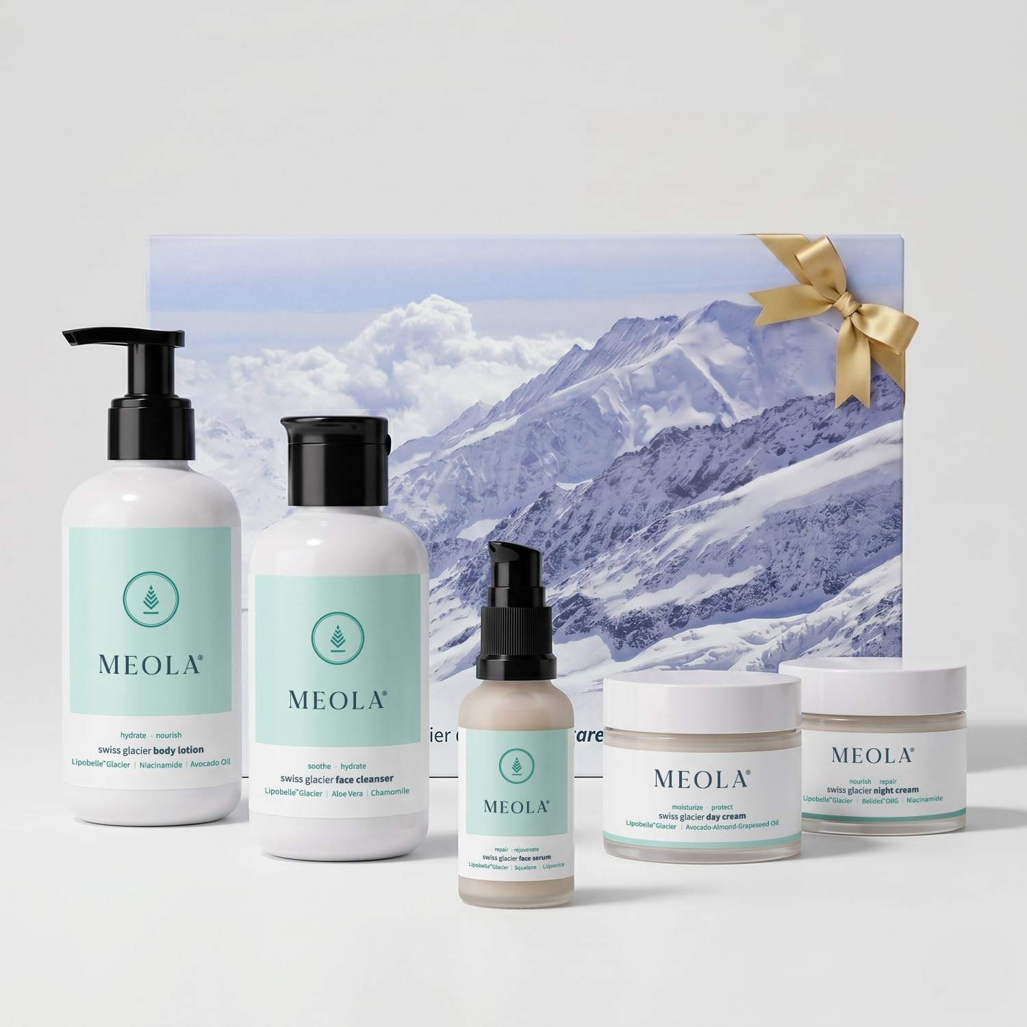 Skin Care Kit - Meola Swiss Glacier Skincare kit for Women and Men – Gift Hamper Pack of 5 Including