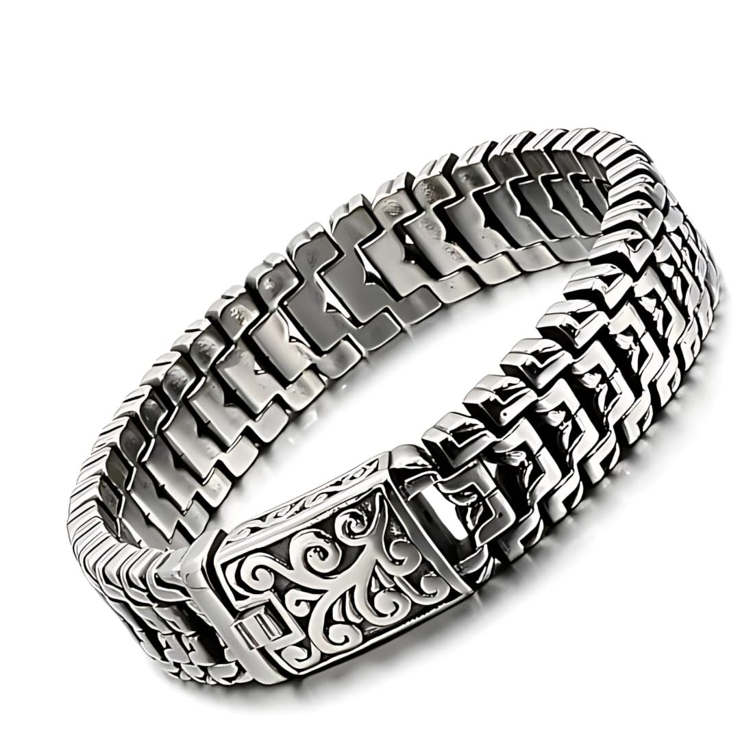 THE MEN THING Royal Series Bracelet – Pure Titanium Steel Chain Bracelet for Men & Boy (8inch)