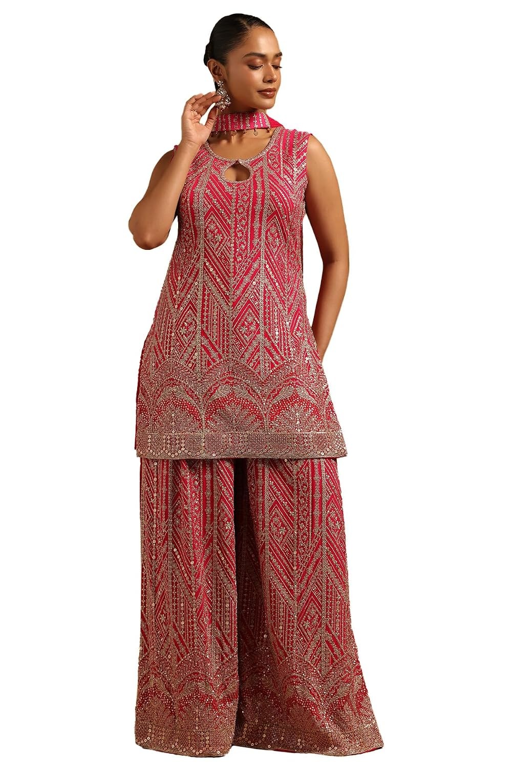 Soch Womens Georgette Botanical Salwar Suit With Sequins