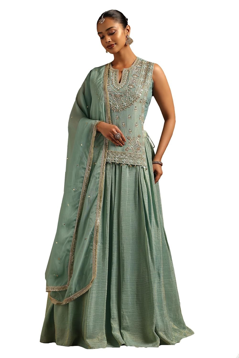 Soch Womens Tissue Floral Lehenga Choli Set With Beads And Stones