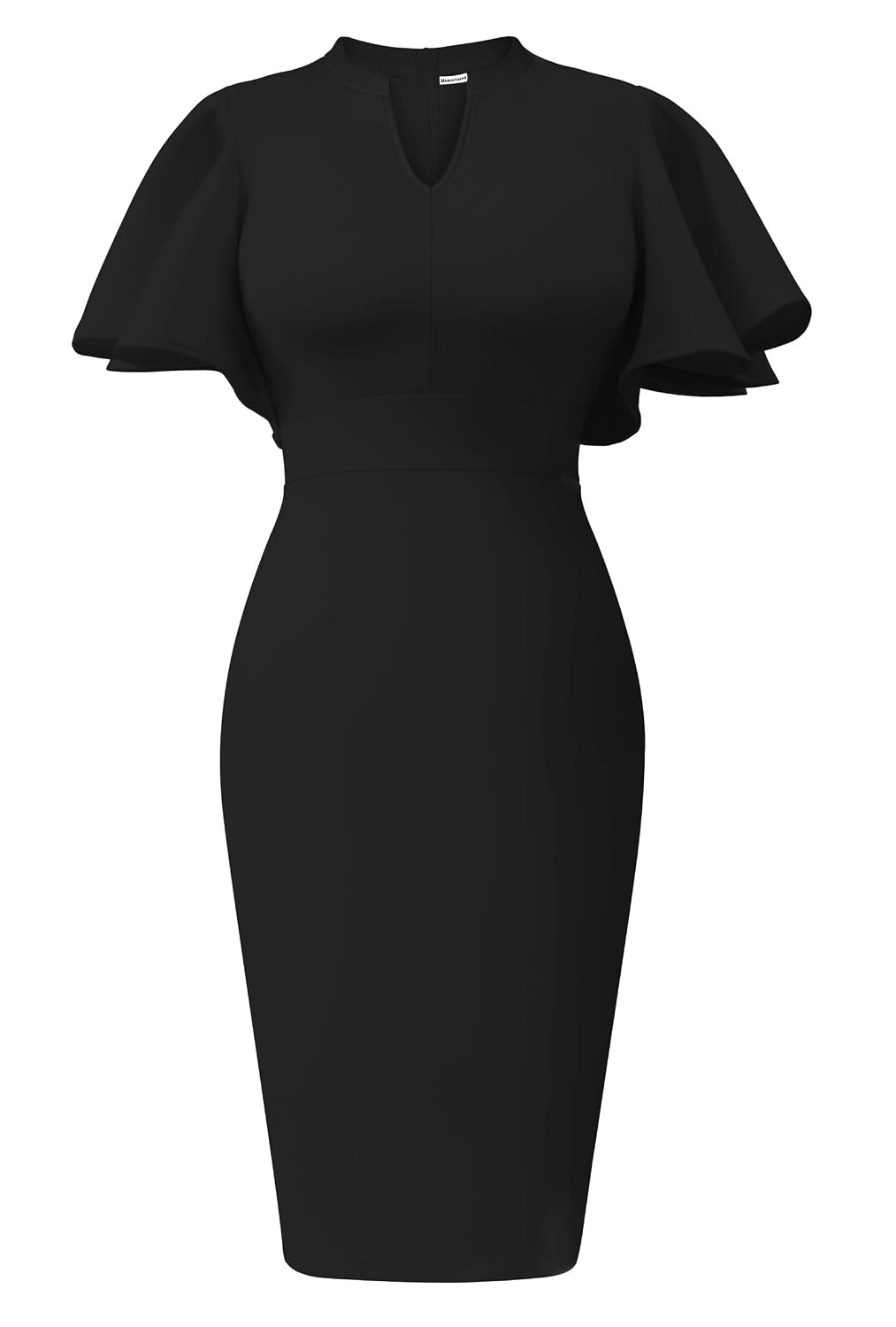 Memoriesea Women's Elegant Ruffle Sleeve Formal Party Cocktail Pencil Midi Dress