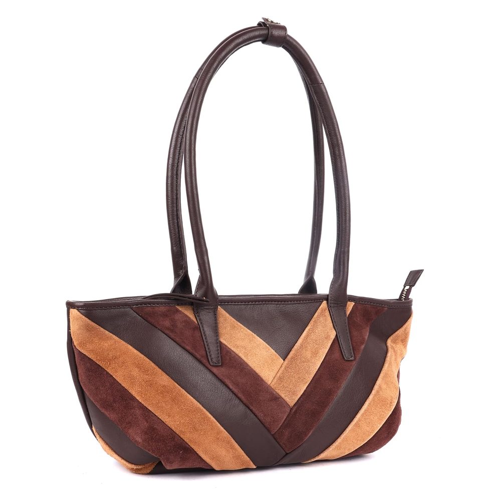 SILVIANO Matera Genuine Leather & Suede Patchwork Shoulder Bag