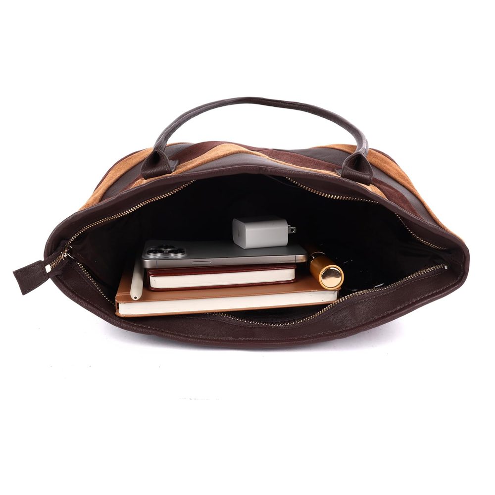 SILVIANO Matera Genuine Leather & Suede Patchwork Shoulder Bag