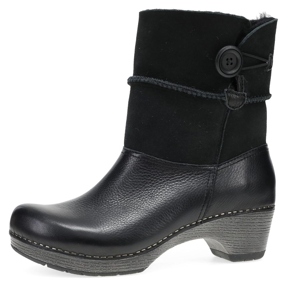 Dansko Multi-Look Fur Boots Women's Lilith Winter Boots with Genuine Shearling Shaft and Button Closure for Adjustable Fit and Style