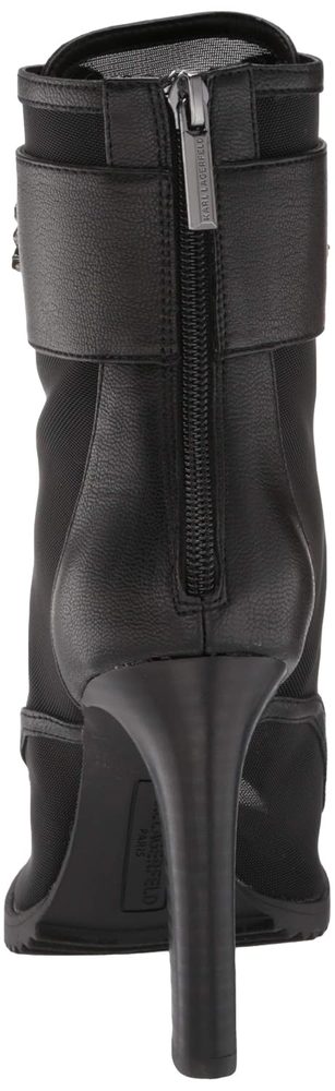 Karl Lagerfeld Women's Blayze Peep Toe Heeled Boot, Black, 6.5