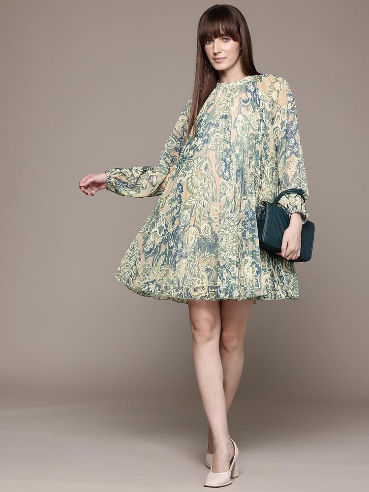 Label RITU KUMAR Full Sleeves Priinted Short Dress