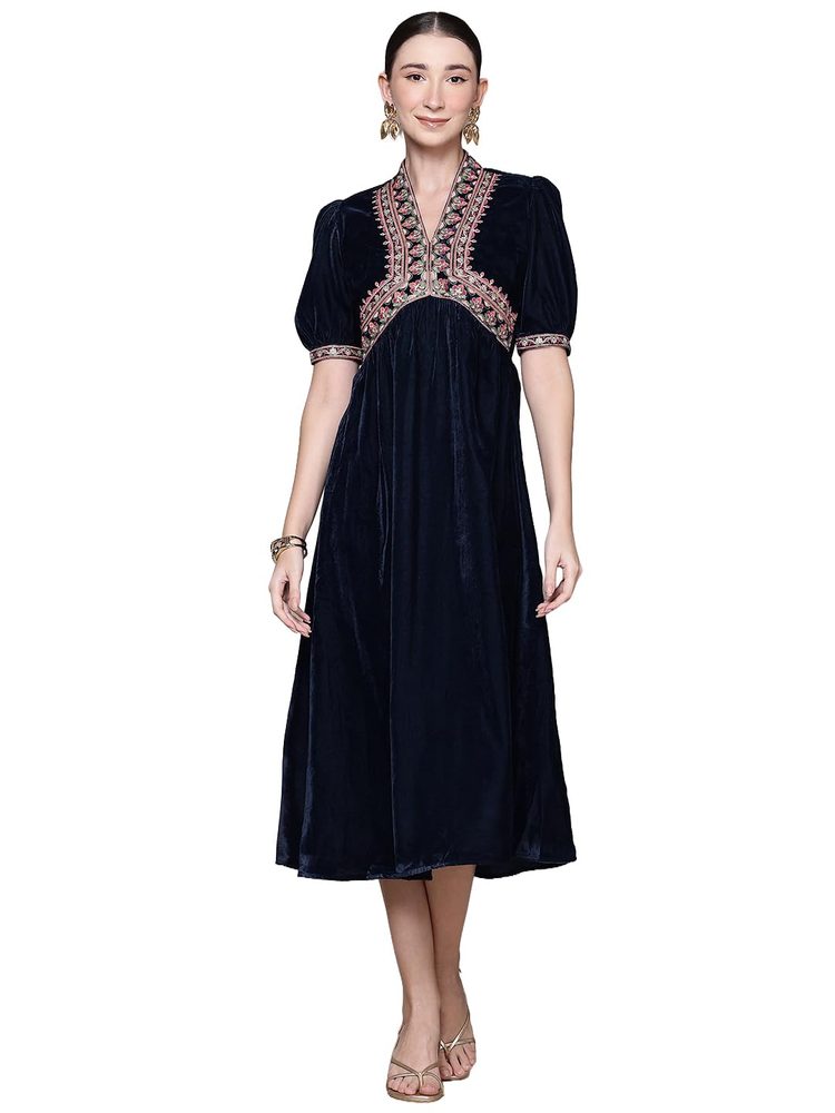 Aarke Ritu Kumar Navy Hiranmayi Festive Midi Dress