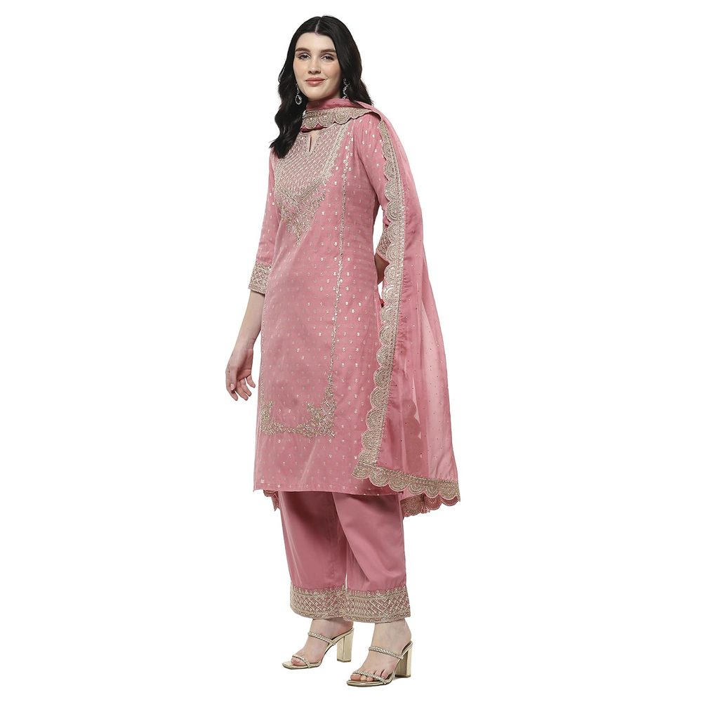 BIBA Women Polyester Straight Embroidered Suit Set