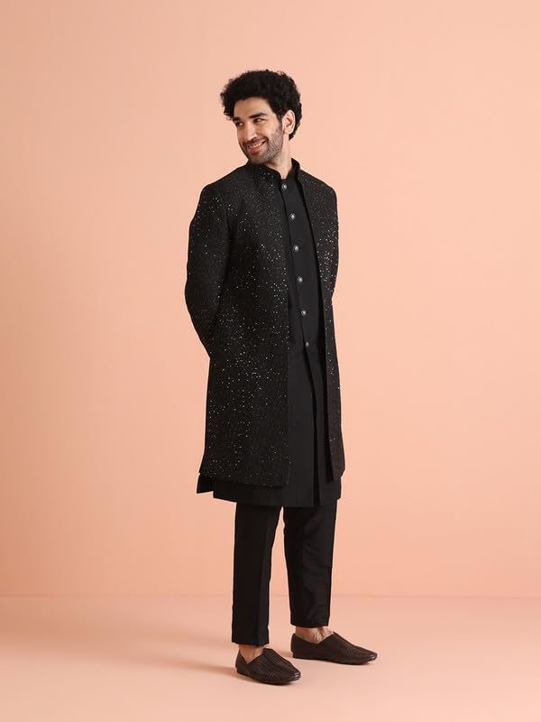Kisah Men's Blended Embellished Sherwani Set Regular Fit | Wedding, Festive & Occasion Wear