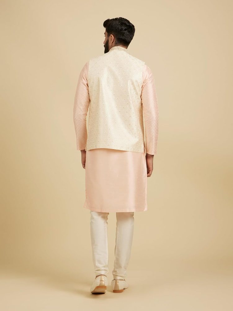 Manyavar Men's Art Silk Sequins Embroidery Nehru Jacket (1 pc)