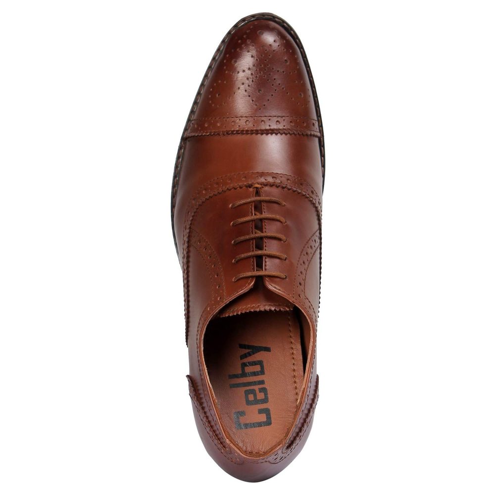 Celby Brown Formal Brogue Style Shoes for Men with Hidden HeelStylish, Comfortable, and Durable Footwear for Everyday Wear