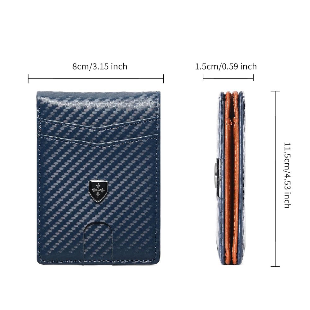 Mens Wallet Leather Credit Card Holder Slim Bifold RFID Blocking Front Pockets Minimalist Wallets for Men with ID Window