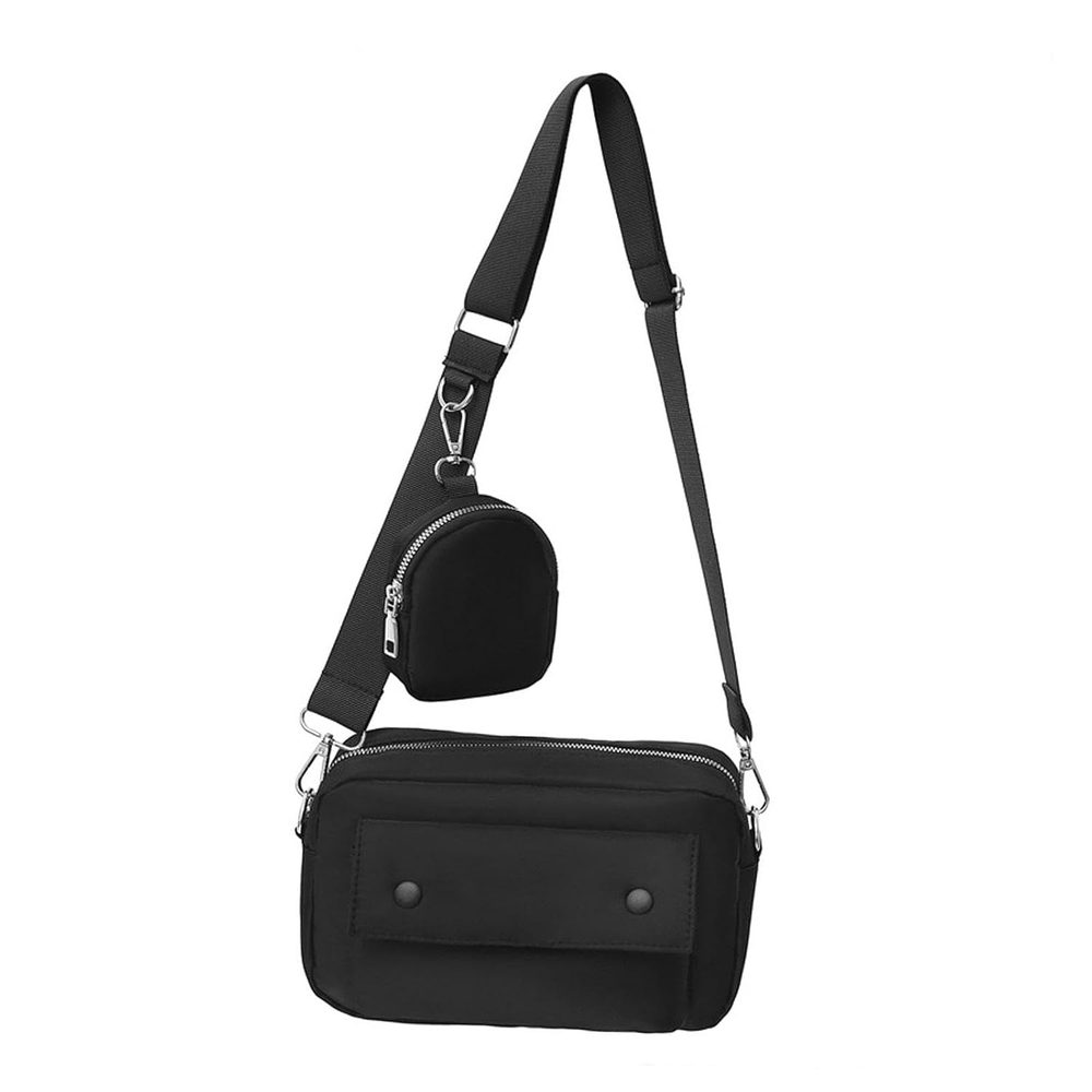 Mens body Bag with Coin Purse Shoulder Bag for Utility Daily Sports Black