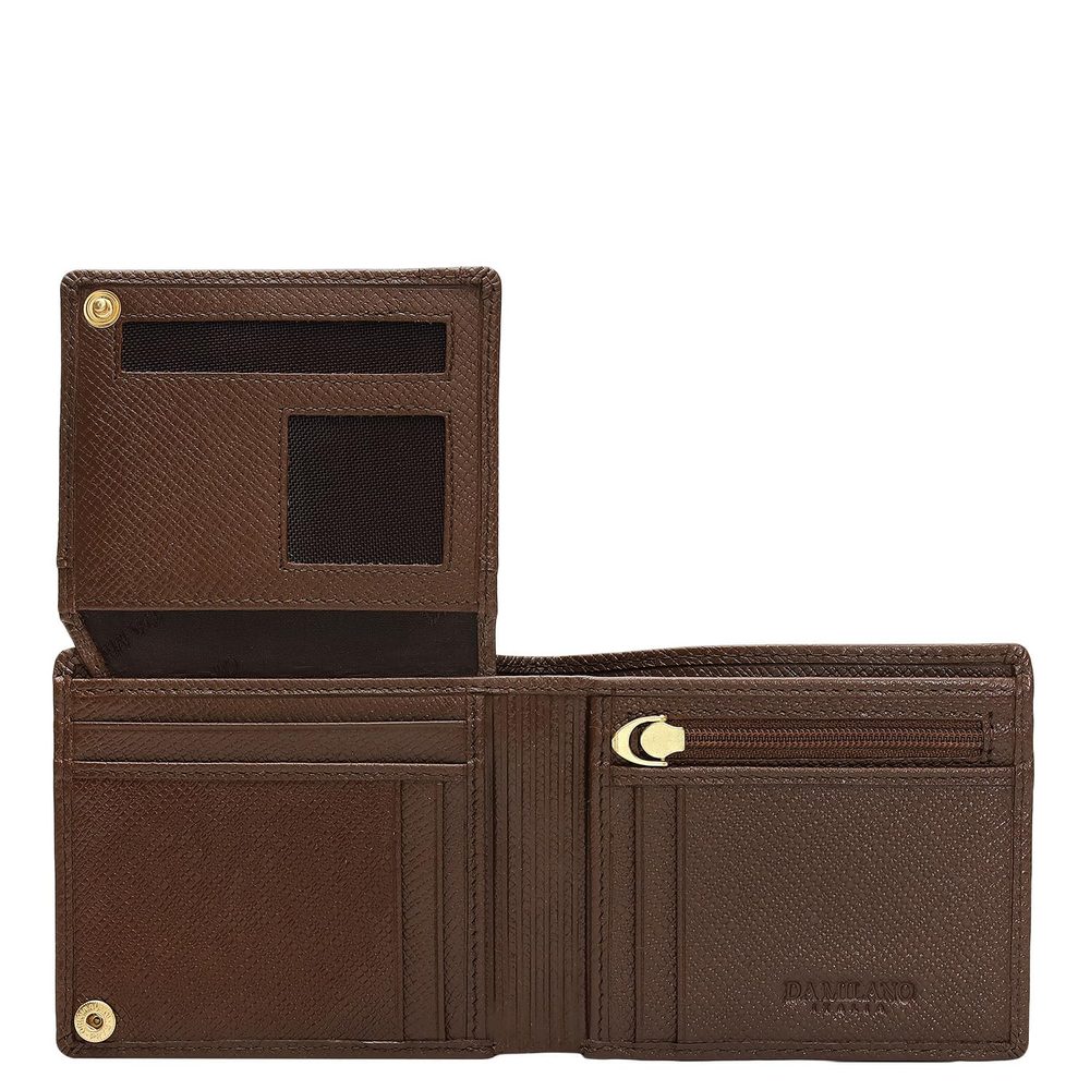 Da Milano RFID Protected Leather Wallet for Men with Card Slot - Date Brown