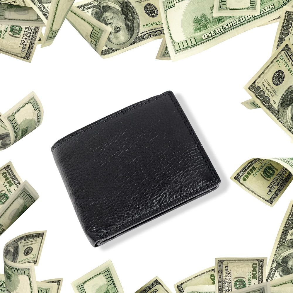 Black Leather Wallet for Men I Ultra Strong Stitching Genuine Leather Wallets for Men Pack of 5