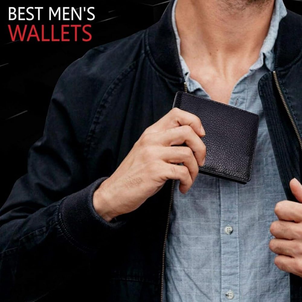 Black Leather Wallet for Men I Ultra Strong Stitching Genuine Leather Wallets for Men Pack of 5