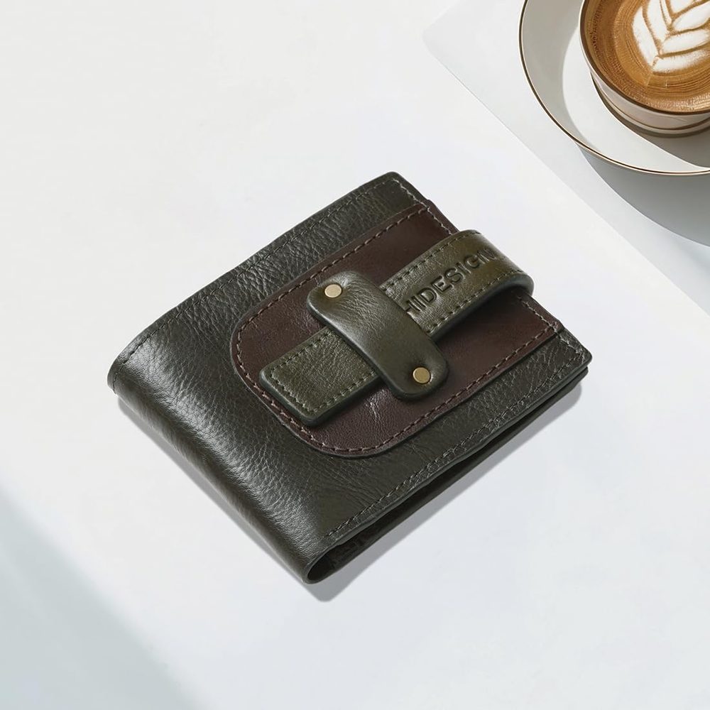 Hidesign Men Olive/Brown Fort Worth W1 Casual Bi-Fold M