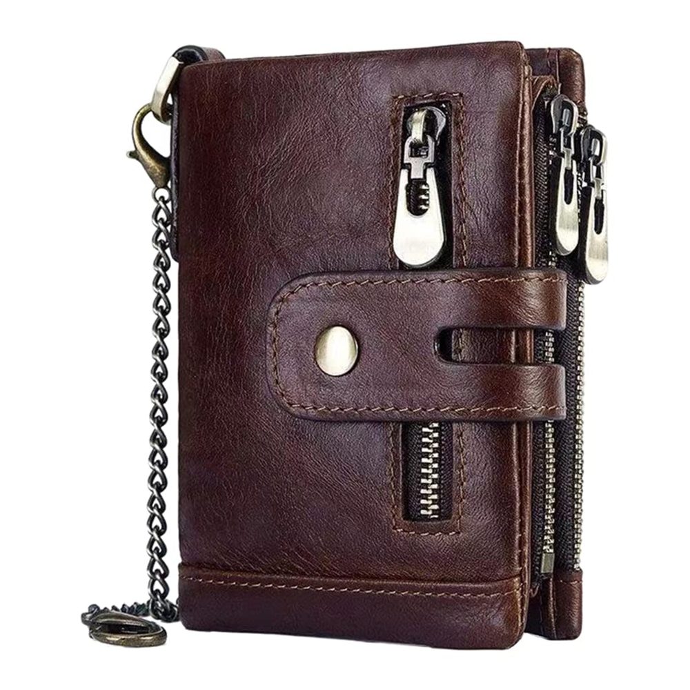 ATORSE™ Mens Wallet Leather Leather Wallet Credit Card Holder RFID Bifold Coffee