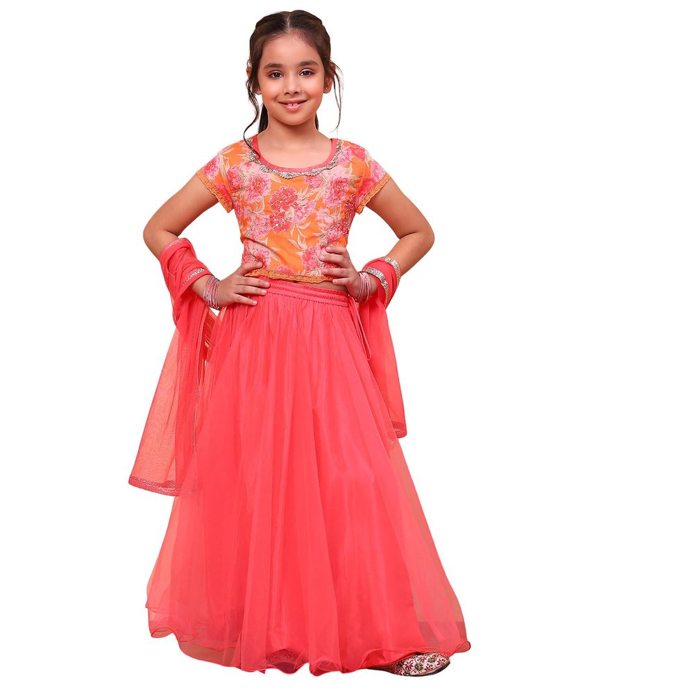 BIBA Girl's Cotton Lehenga Choli Set