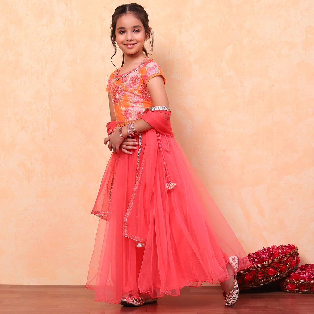 BIBA Girl's Cotton Lehenga Choli Set