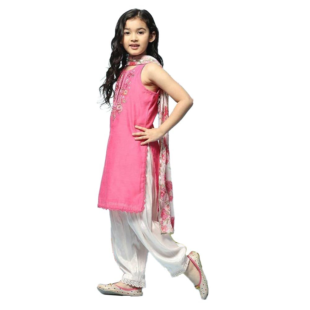 BIBA Girl Cotton Straight Solid Suit Set