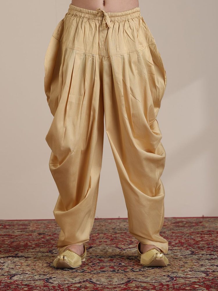 Manyavar Boys Blue Velvet Indo Western Patiala Set