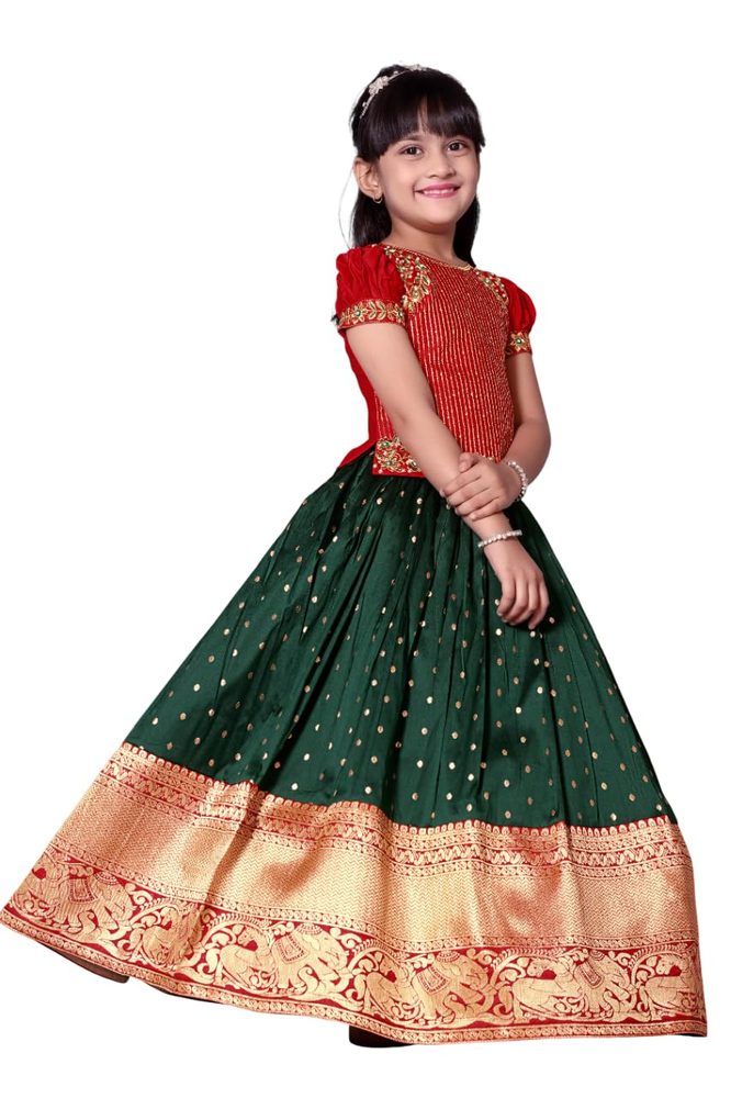 White Button Girls Silk Blend Readymade Lehenga choli