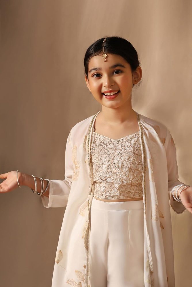 Fashion Dream Girls Georgette Embroidered Top Palazzo Set | Kids Ethnic Wear | Palazzo set for girls | Indo Western Set