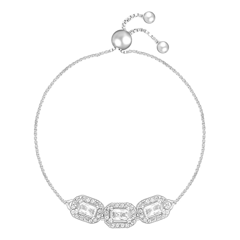 GIVA 925 Silver Triple Zircon Bracelet, Adjustable