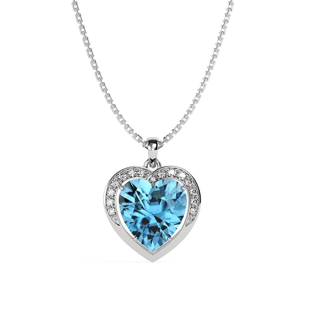 Clara 925 Silver Sky Blue Heart Pendant Earring Chain Bracelet Ring Women