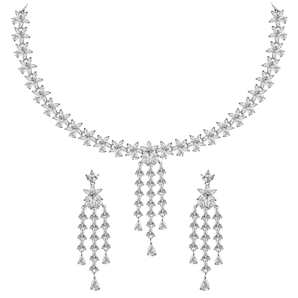 Clara 925 Sterling Silver Shiza Necklace Jewellery Set With Earrings