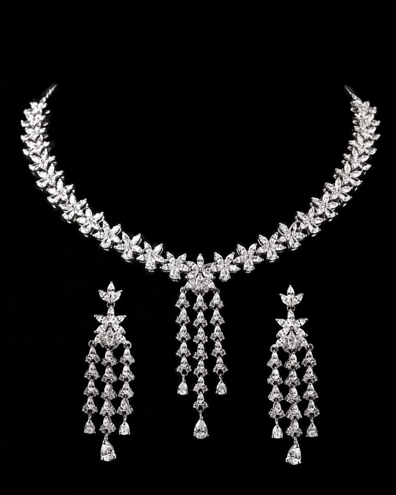 Clara 925 Sterling Silver Shiza Necklace Jewellery Set With Earrings