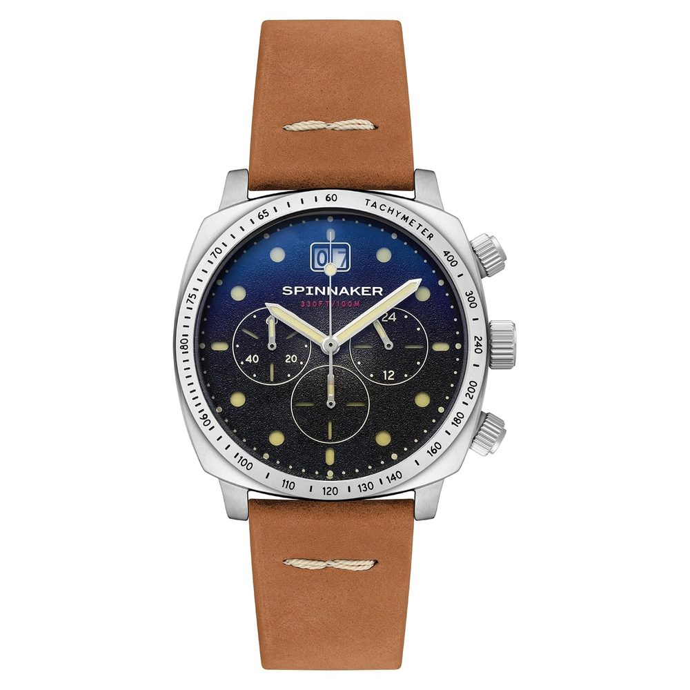 Spinnaker Men's 42mm Hull Chronograph Watch with Leather Strap SP-5068
