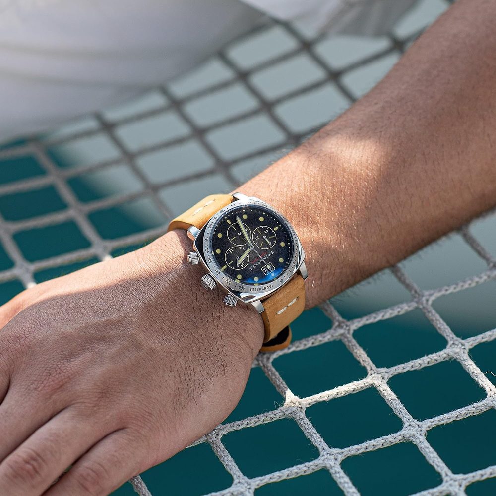 Spinnaker Men's 42mm Hull Chronograph Watch with Leather Strap SP-5068