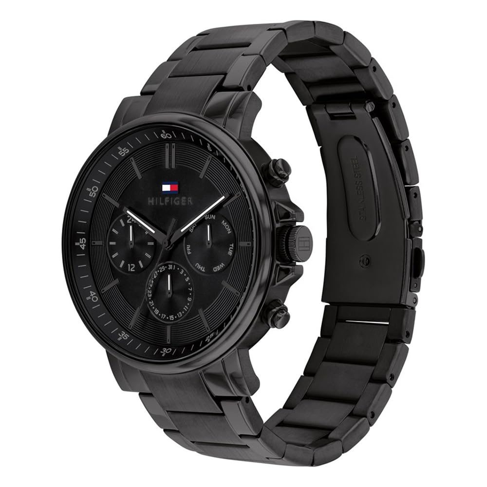 Tommy Hilfiger Quartz Multifunction Black Stainless Steel Strap for Men-TH1710590