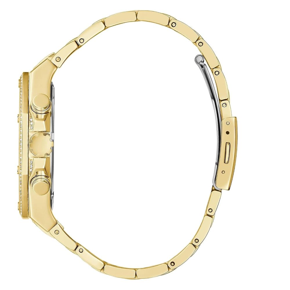GUESS Momentum Analog Watch for man with Champagne Round Dial & Gold Stainless Steel Bracelet Band Water Resistant Men's Wrist Watches - GW0419G2