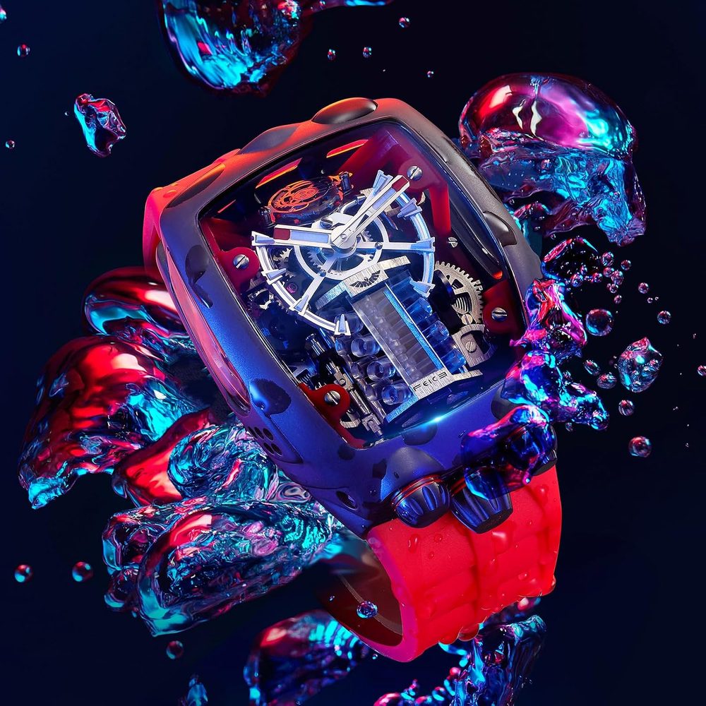 FEICE Watches for Men Automatic Skeleton Watch Waterproof Mineral Glass Japanese Movement Supercar Wristwatch Anti Shock Business Tourbillon FM666