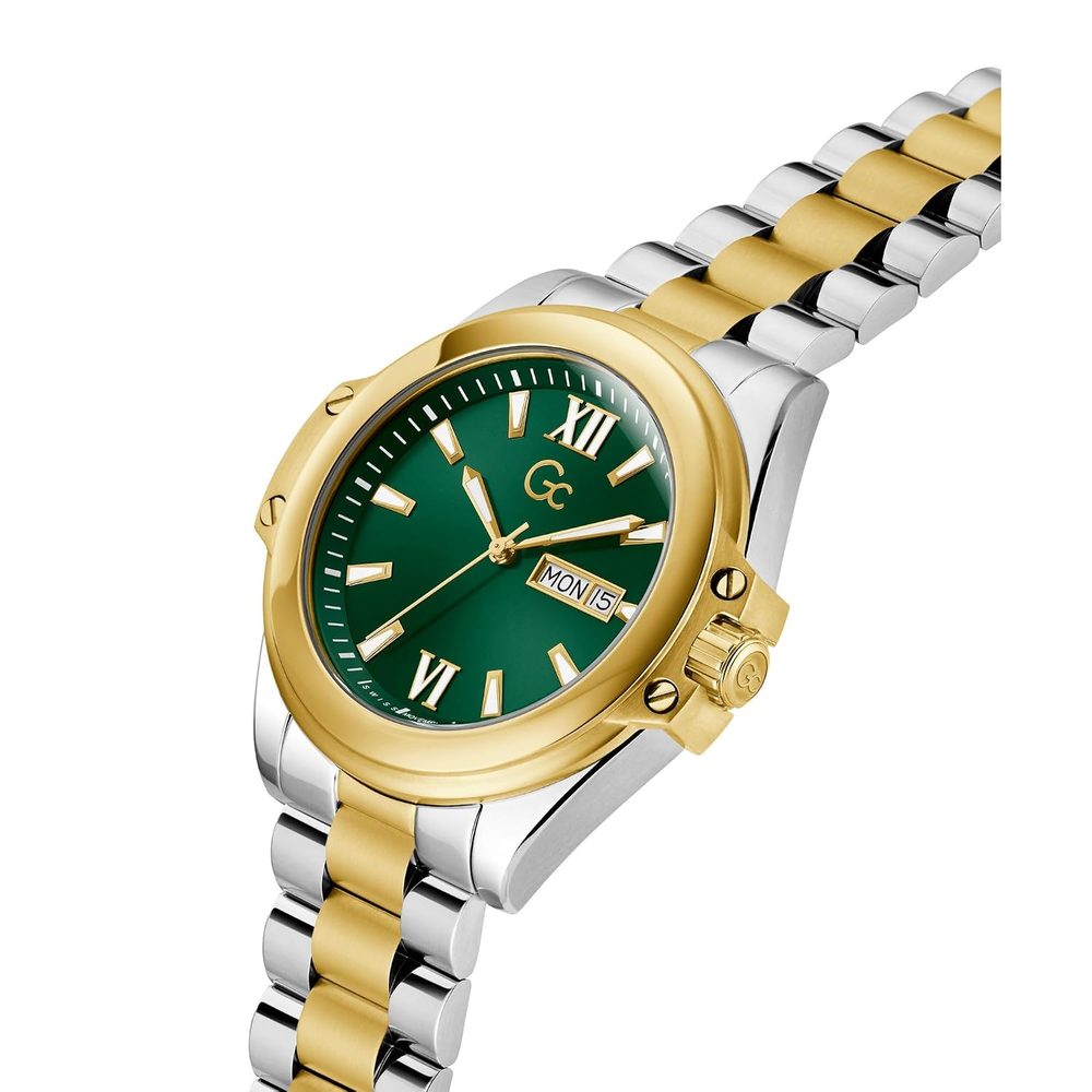GUESS Collection Bolt Analog Watch for Man with Green Round Dial & Multicolor Stainless Steel Bracelet Band Water Resistant Men's Wrist Watches - Z60002G9