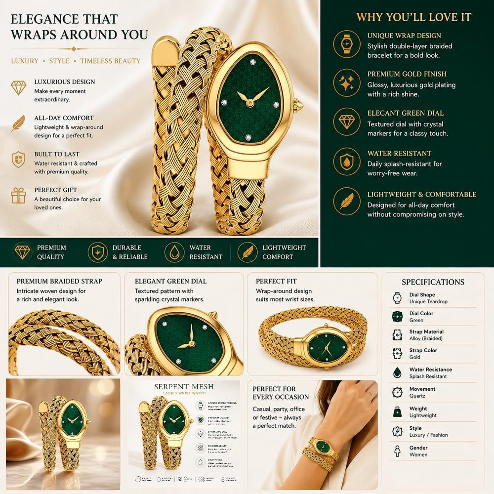 Luxury Gold Plated Women's Bracelet Watch with Pink Dial | Analog Wrist Watch for Women & Girls | Premium Woven Mesh Bracelet Strap | Jewelry Watch for Party, Wedding, Office & Daily Wear