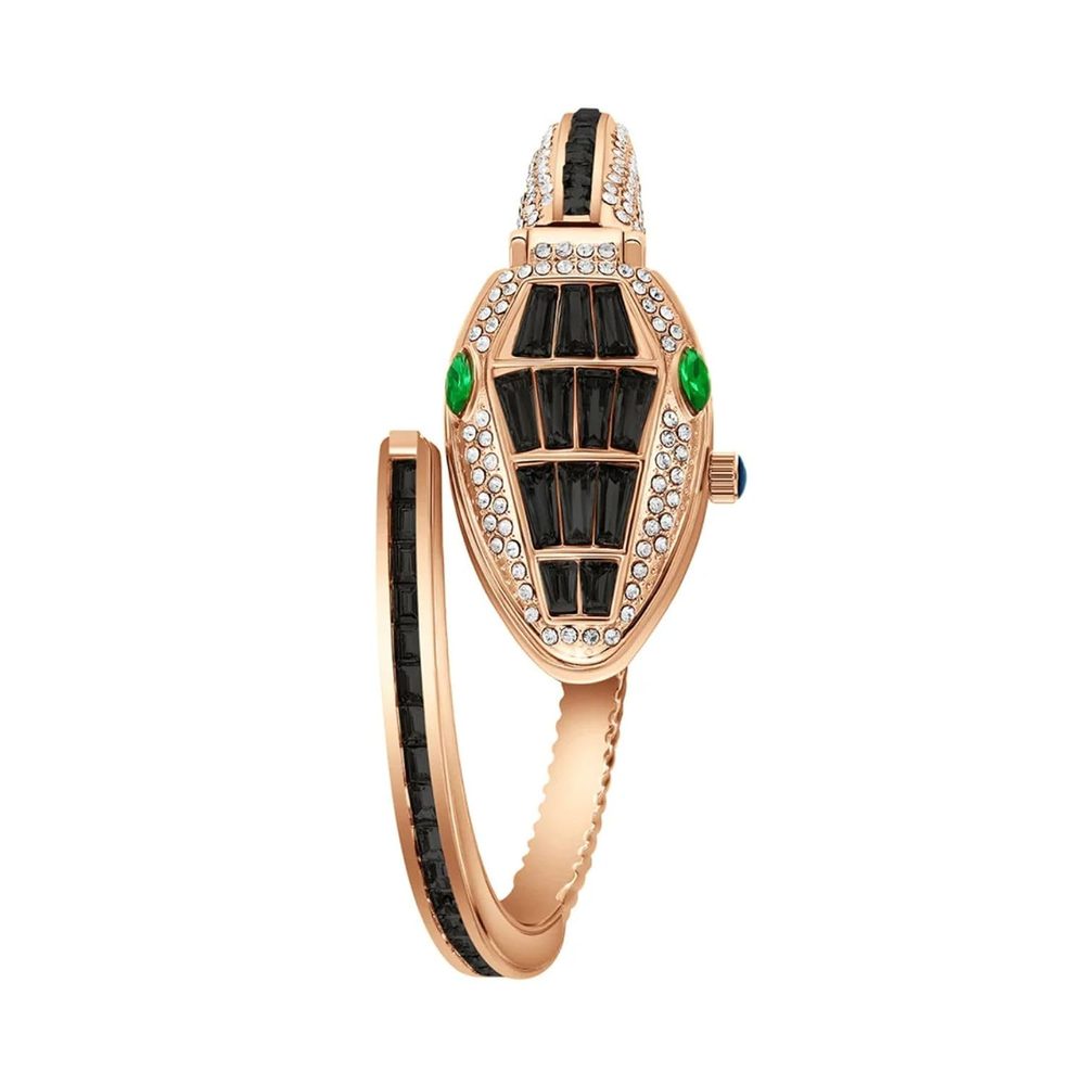 Women’s Gold Bracelet Watch | Snake Coil Cuff Style | Crystal Studded Oval Dial | Elegant Jewellery Watch for Women & Girls | Party, Wedding & Festive