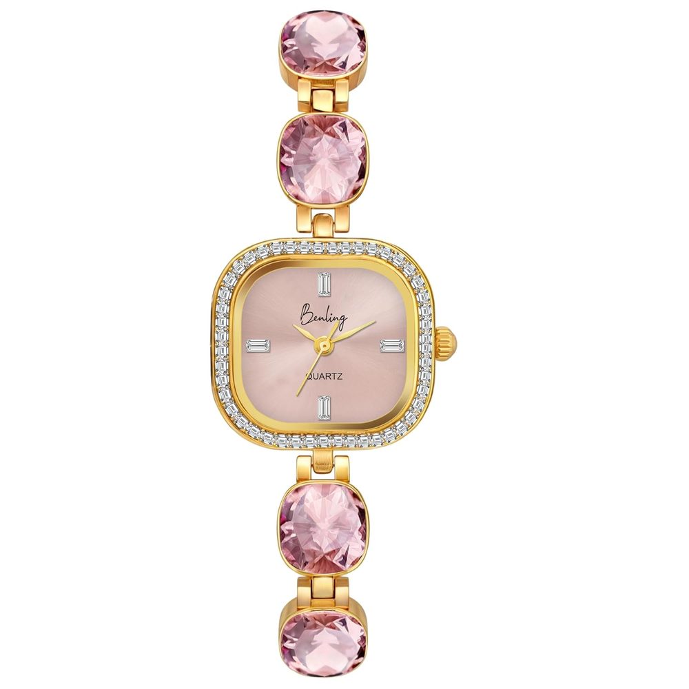 Benling Women's Quartz Watch with Gold Bracelet and Crystal Accents