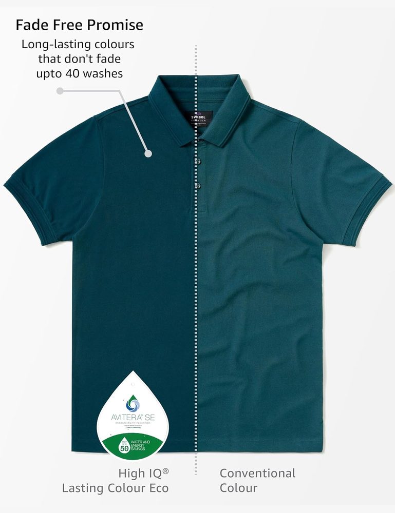 Symbol Premium Men's Cotton Stretch Solid Polo T-Shirt