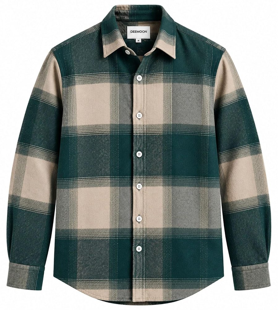 DEEMOON Men's Premium Cotton Blend Printed Checkered Shirt