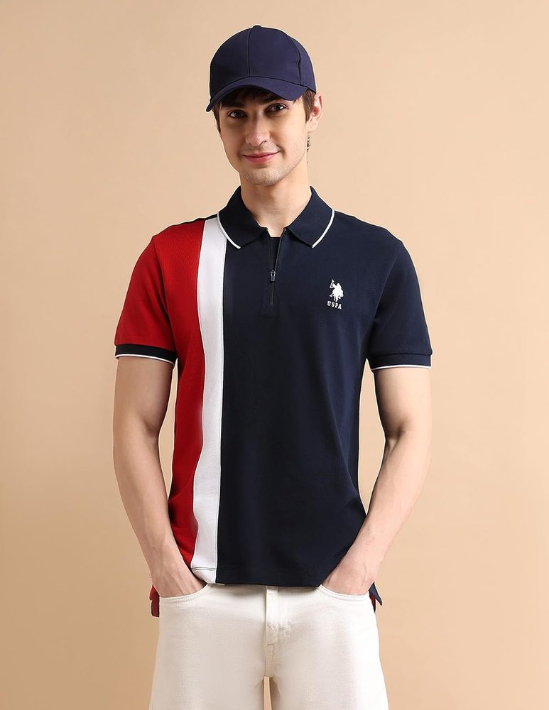 U.S. POLO ASSN. Slim Fit Polo T Shirts for Men - 100% Cotton, Half Sleeves Mens Tshirt